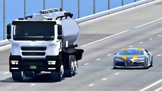 Bugatti Chiron Super Sport vs Tank Truck Monster with NOS - Drag Race 20 KM