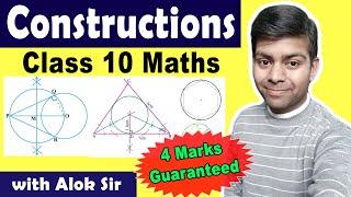 Constructions Class 10 Maths | Tangents to a circle, Circumcircle, Incircle, Hexagon | Boards 2020