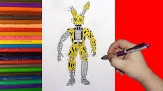 How to draw Ignited Springtrap, FNaF, Как нарисовать игнайт Спрингтрапа, ФНаФ