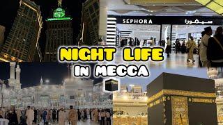 [4k] Mecca | Night life | Beautiful, lively and safe environment |  Explore Makkah clock tower