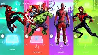 Spiderman  Avengers  DeadPool  Miles Morales | Marvel Heroes | Tiles Hop Fun Ball