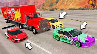 Заряженные ТАЧКИ против Молнии МакКуин в BeamNG Drive