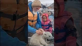 A seriously injured bear cub entangled in a net was successfully rescued#polarbearrescue  #polarbear