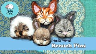 Needle Felted Brooch Pins/ Animal heads