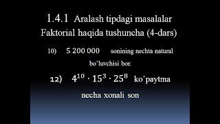 1.4.1 Aralash tipdagi masalalar. 4-dars. necha xonali son