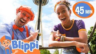 Blippi & Meekah Climb the Space Needle! | Blippi's Stories and Adventures for Kids | Moonbug Kids