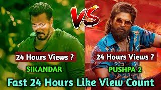 Sikandar vs Pushpa 2 vs First 24 Hours Teaser Views | Sikandar Teaser | Salman Khan | Allu Arjun