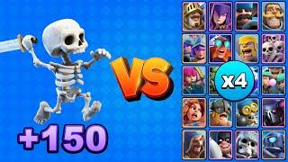 +150 ESQUELETOS vs TODAS LAS CARTAS X4 | Clash Royale