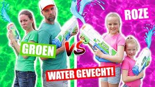 GROEN vs. ROZE WATERGEVECHT!! [Ouders vs. Kinderen] DeZoeteZusjes