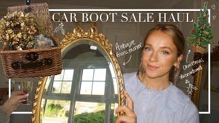 CAR BOOT SALE HAUL - £200 CHRISTMAS TREE FOR 33p | Brass Antique Mirror, Picnic basket and Decor