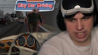 ГЛЕБ ДАВИТ ПЕШЕХОДОВ В CITY CAR DRIVING VR | Sasavot