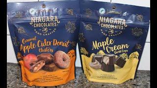 Niagara Chocolates: Caramel Apple Cider Donut Clusters & Maple Cream Dark Cups Review