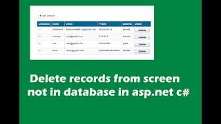 Delete records from screen not in database in asp.net c#