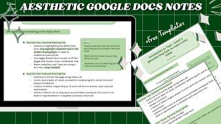 HOW TO MAKE AESTHETIC GREEN NOTES ON GOOGLE DOCS | google docs note template