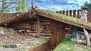 BUILDING of a Log HOUSE underground. 2-room DUGOUT: SAUNA and RELAXATION ROOM