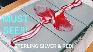 Sterling Silver & Red | Must See!!Acrylic Pour Painting| Dutch Pour