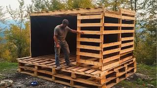 Man Builds a Cabin with ABANDONED PALLETS in the Middle of the Forest | by @lesnoy_craft8607