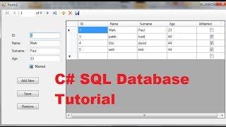 C# SQL Database Tutorial 2: Add New ,Remove ,Save Data in Local Database using C#