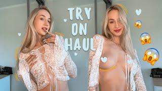 [4k] TRY ON HAUL | Sheer white Set | See Through and No Bra