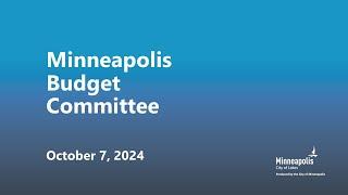 October 7, 2024 Budget Committee