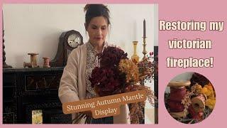 Victorian Fireplace Restoration + Elegant Autumn Mantle Decor!