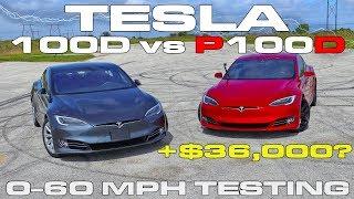 What does a 1 second difference from 0-60 MPH Look Like?  Tesla P100D vs 100D Drag Racing