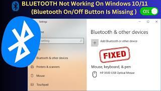 100%SOLVED-|Bluetooth On/Off Button Is Missing | BLUETOOTH Not Working On Windows 10/11