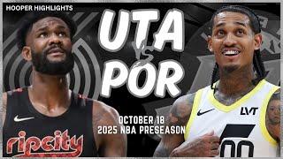 Utah Jazz vs Portland Trail Blazers Full Game Highlights | Oct 18 | 2024-25 NBA Preseason