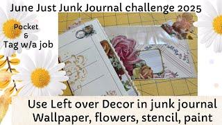 Use Left over Home Decor embellishments for Junk Journals? Pocket and tag with a job