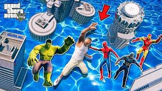 Franklin Fighting surviving Tsunami and Rescue Avengers GTA5 (Hindi) | A.K GAME WORLD