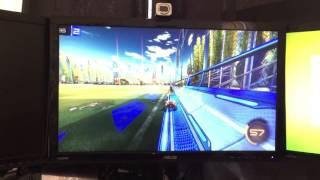 Rocket league on 2 monitors.