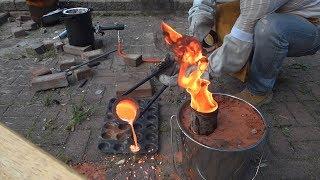 Melting Copper. Lost foam casting. Maiden voyage of new propane furnace. Part 1 of 2.