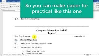 how to type question paper in ms word for practical note book