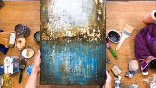 Abstract picture in acrylic, with foil, structure, instructions, also for beginners