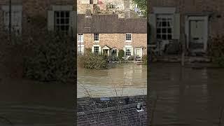 Severnside cottages under flood Ironbridge