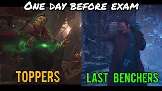 Day Before Exam Toppers vs Last Bencher Marvel meme