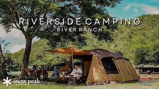 Relaxing Riverside Camping Experience | Snow Peak Field Cooker Pro and Elfield Tent | River Ranch