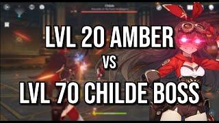 Lvl 20 Amber vs Lvl 70 Childe Boss CAN SHE WIN? | Genshin Impact