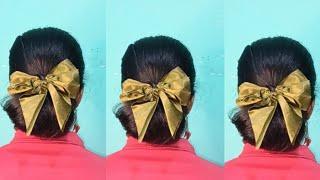 Traditional Hairstyle For Saree Short Hair / Short Hair Juda Hairstyle / Loose Bun Hairstyle