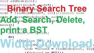 Binary Search Tree C++(with download link)