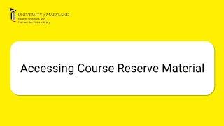 Accessing Course Reserve Material