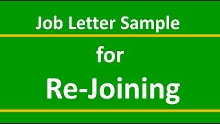 Application for Re Joining of Job  | Letter format for Re Joining of Job