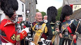 An emotional final parade and farewell for Drum Major David Rae at 2019 Tomintoul Highland Games