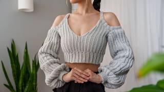 How to Crochet: Balloon Sleeve Cropped Sweater | Pattern & Tutorial DIY