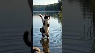 Reflections in Motion: The Dance of the Black and White Cat #viral #shorts #foreveryone #funny