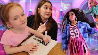 MAGiC FASHiON SHOW!!  Adley designs Barbie clothes with Mom for the new Fashion Planet runway!