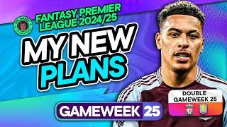 MY NEW FPL DOUBLE GW25 TRANSFER PLANS ️ AVL + LIV Double ‼️ | Fantasy Premier League Tips 2024/25