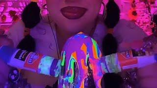 ASMR | Glue Sticks w Neon Paint  Misty Twins + Rainy Car Ride