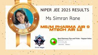 TOPPERS TALK. NIPER AIR 9 AND AIR 12. NIPER JEE RESULTS NIPER JEE 2025