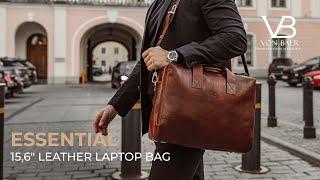 Modern Leather Briefcase for Professionals — Essential Men's 15.6" Laptop Bag | by Von Baer Overview